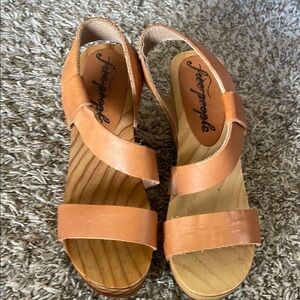 Free People Cognac Leather Sandals